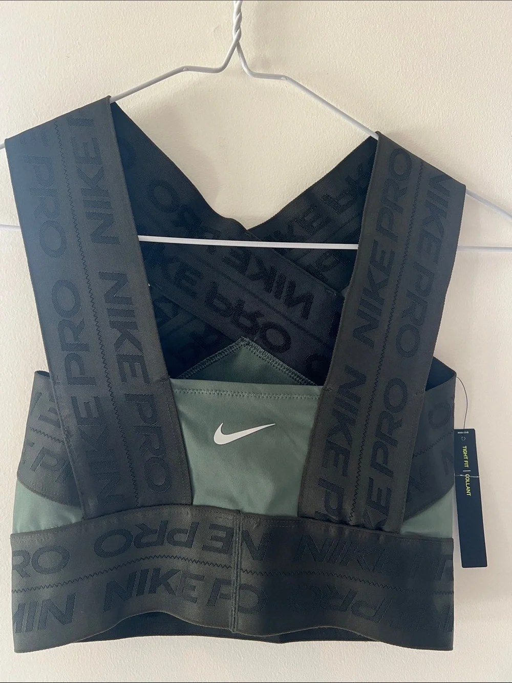 Nike Olive Green and Black Pro Sports Bra